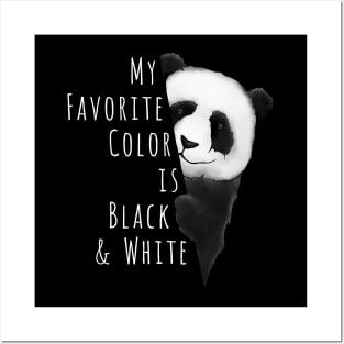 My Favorite Color Is Black & White Panda-Bear Drawing Posters and Art